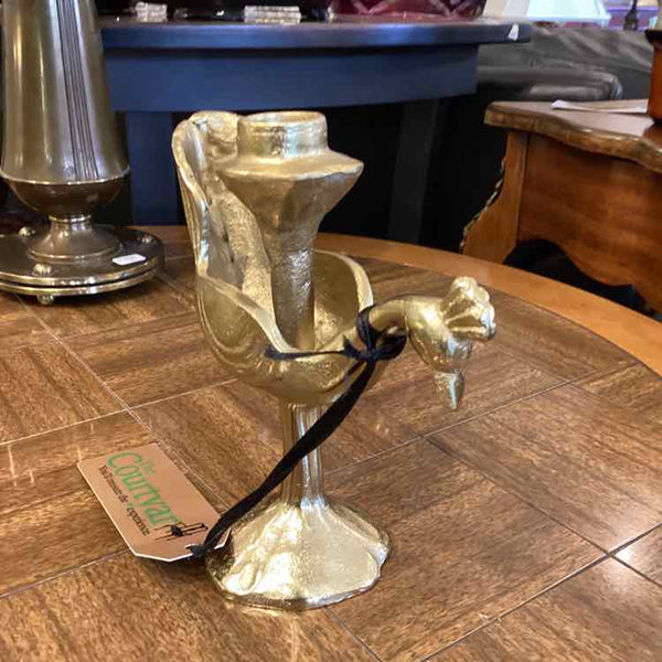 Gold Peacock Taper Candleholder
