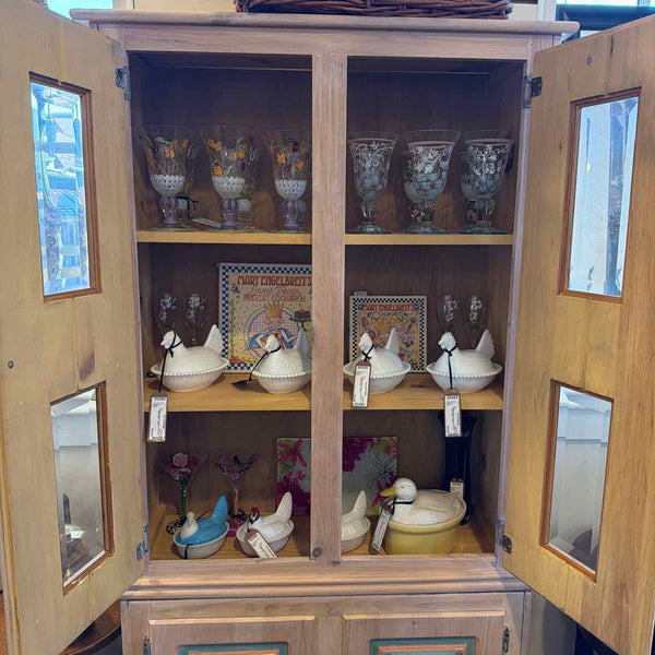 Pine Painted Four-Door Hutch