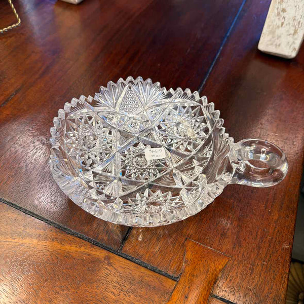 Crystal Sawtooth Edge Bowl w/Handle