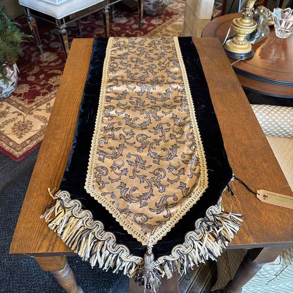 Black And Gold Velvet Runner
