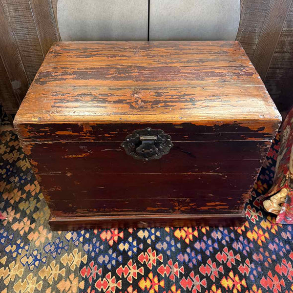 Antique Elm Chest w/Brass Key