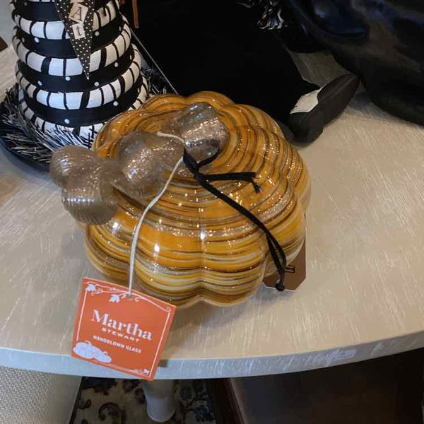Martha Stewart Orange Swirl Glass Pumpkin