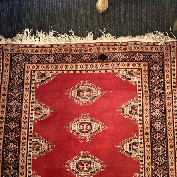 "As Is" Red And Black Pakistan Handknotted Rug