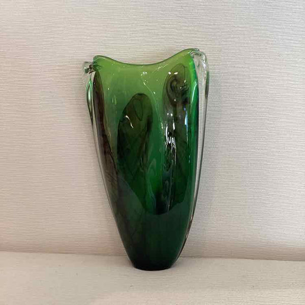 Handblown Green Leaf Vase