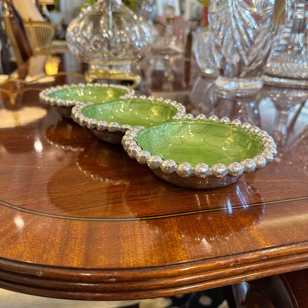 Green Enamel Three Section Tray
