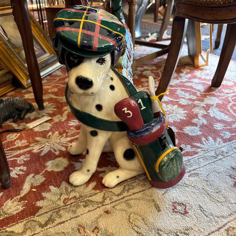 Ceramic Dalmation Dog w/Golf Clubs