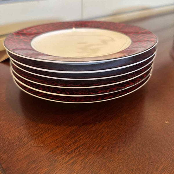 Six Neiman Marcus Red Leopard Plates