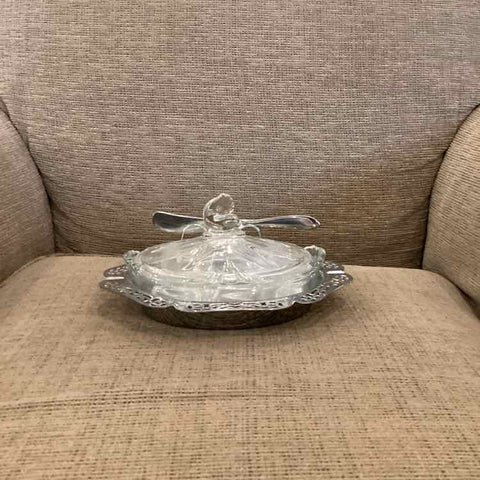 Pewter Butter Dish w/Knife