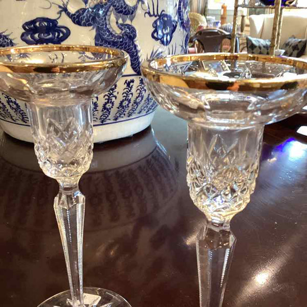 Pair Of Wedgwood Gold Rimmed Candle Holders