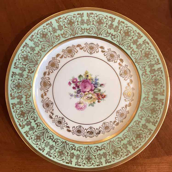 Pickard Floral Plate With Green Rim