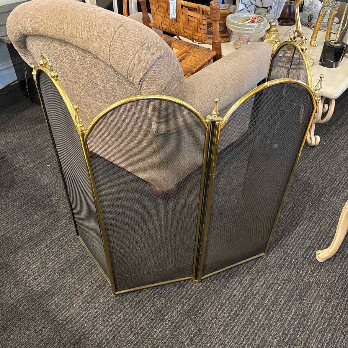 Four Panel Brass Fireplace Screen (As Is)