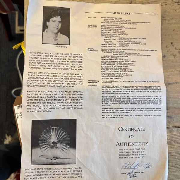 "Spiral Motion" Glass Sculpture