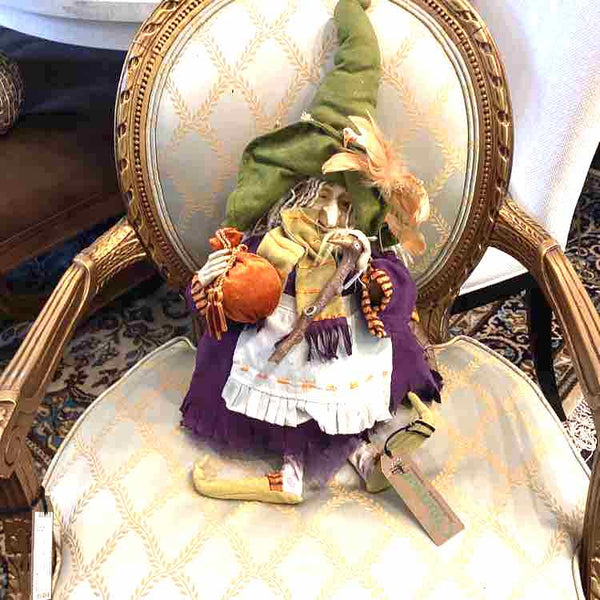 "As Is" Cloth Witch With Baby Dragon And Birds