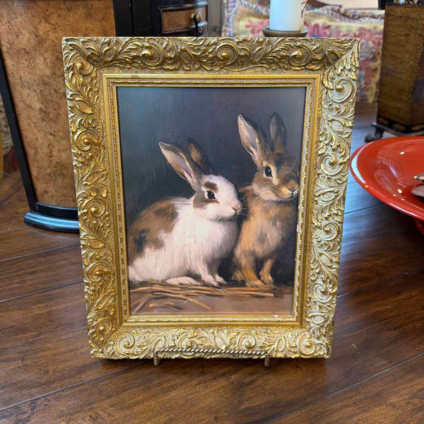 Gold Framed Rabbits Print
