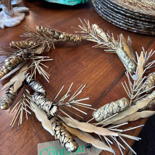 Brass Wreath with Pine Cones