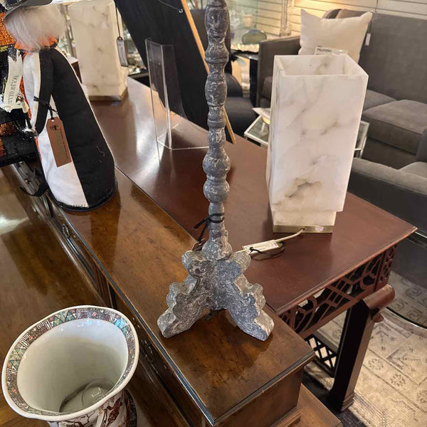 Pair Of Gray Candlestick Lamps