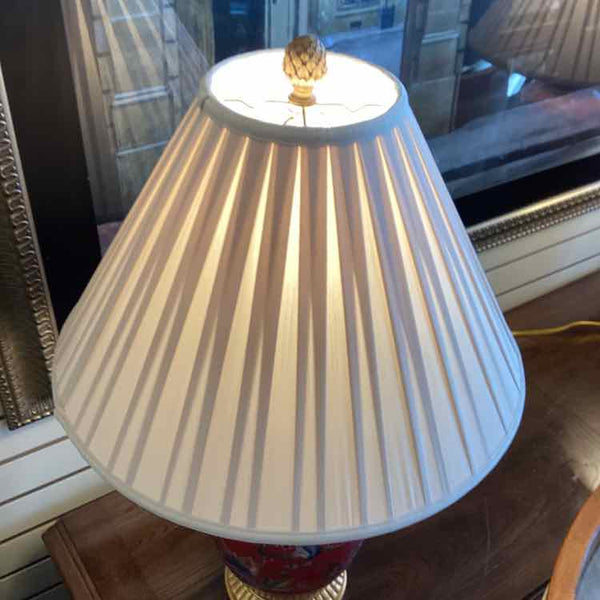 Pair of Red Porcelain Ginger Jar Lamps