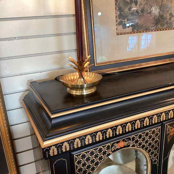"AS IS" Asian Black Painted Cabinet
