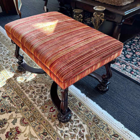Gold & Red Striped Ottoman