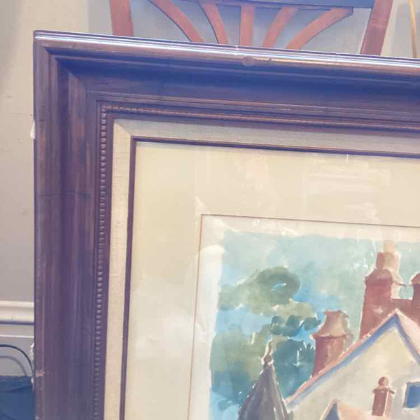 Village Street Scene Watercolor