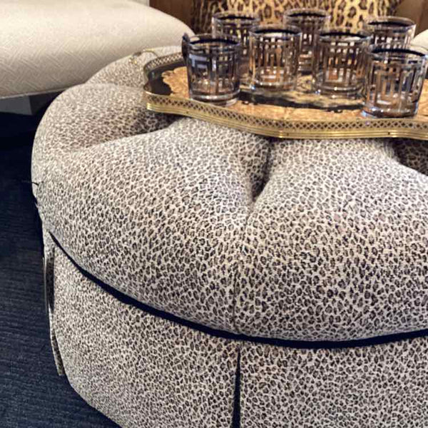 Round Pearson Animal Print Ottoman
