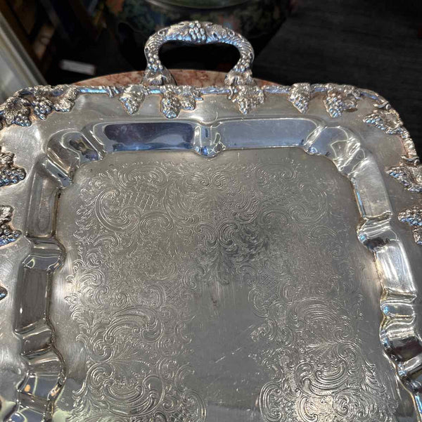Grape Design Silverplate Tray