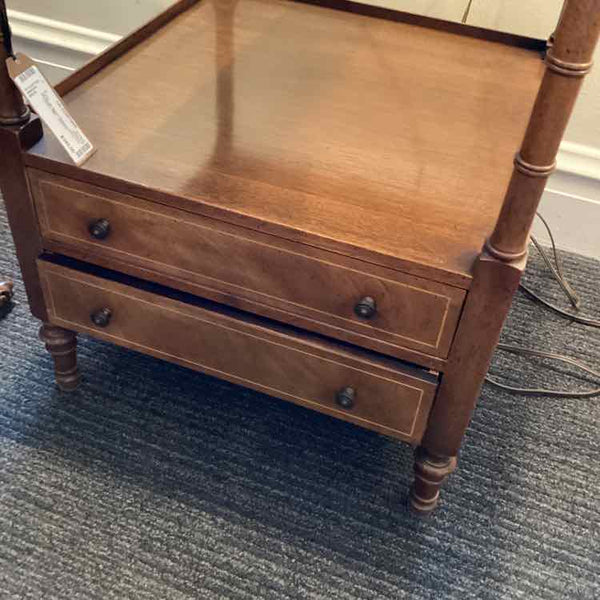 Baker Vintage Leather Top Mahogany Side Table
