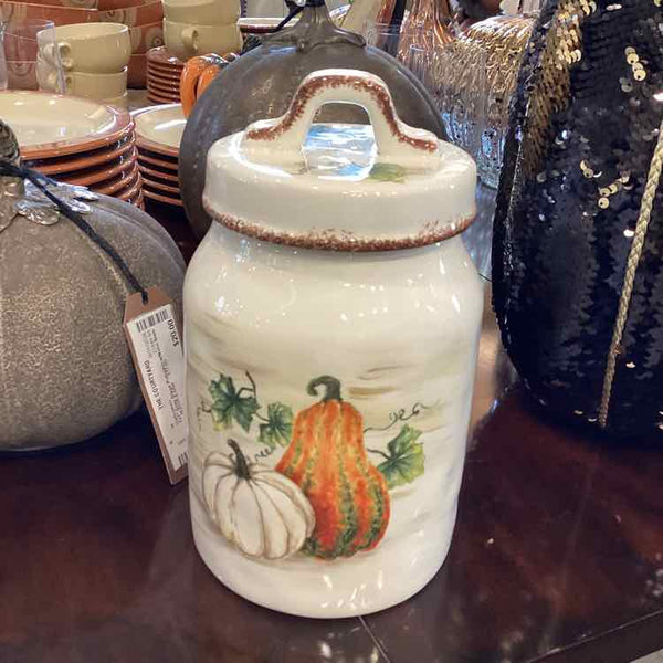 Ceramic Canister With Pumpkins