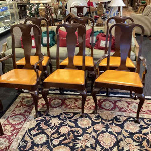 6 Signed Baker Queen Anne Chairs - Orange