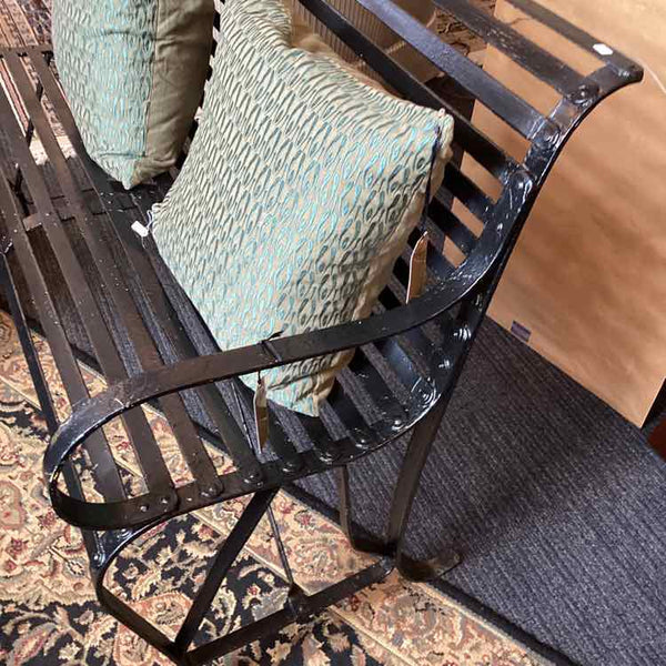 Vintage Black Wrought Iron Bench