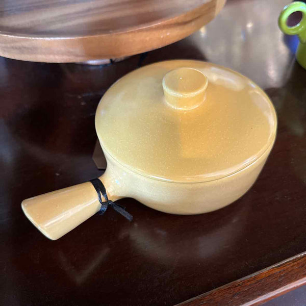 Gold Bowl w/Handle and Lid