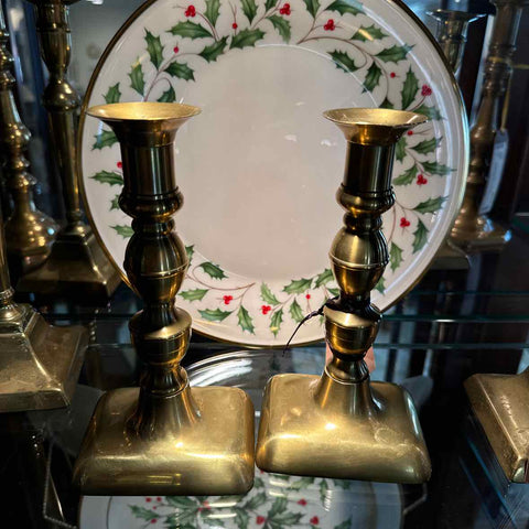 Pair Antique Brass Candlesticks