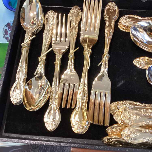 Fifty Piece Gold Plated Flatware