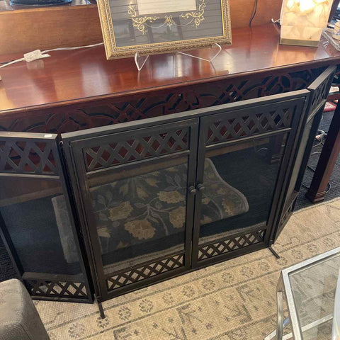 Black Metal 2-Door Fireplace Screen