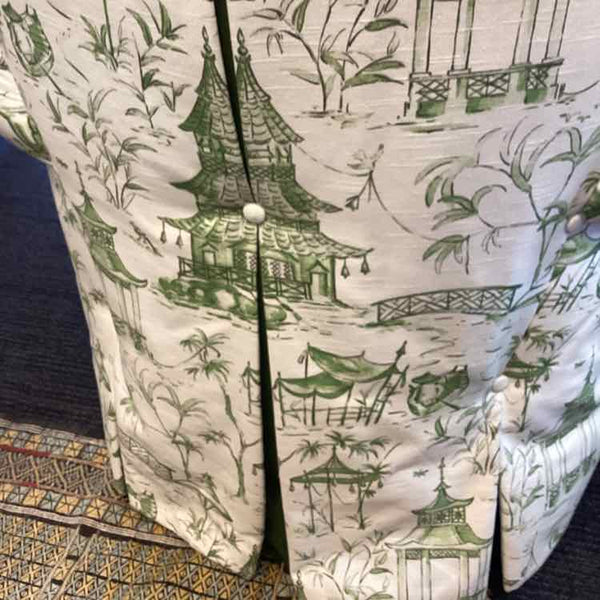 Century Green And White Pagoda Arm Chair