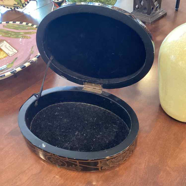 Black & Gold Oval Hinged Box