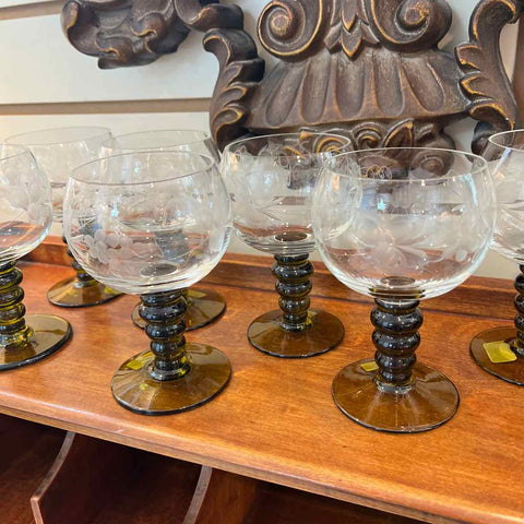 Vintage Etched Wine Glasses