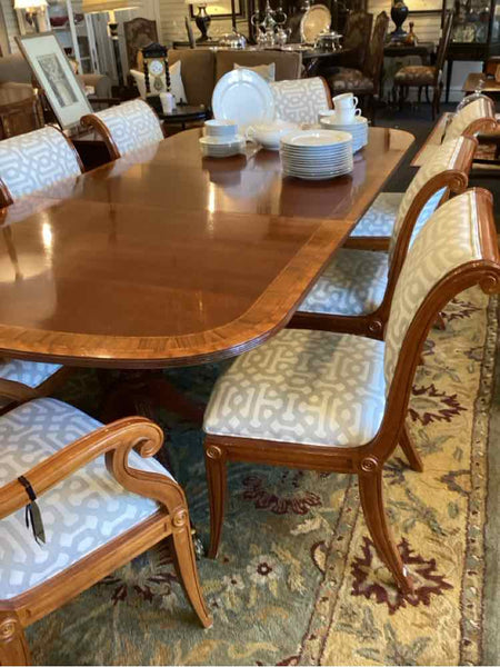 "As Is" Council Craftsman Dining Table With Eight Chairs