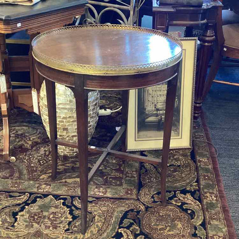 Round Side Table With Gold Detail