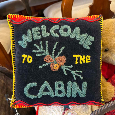 Cabin Pillow Black/Red (Pine Cone) Whispering Pines
