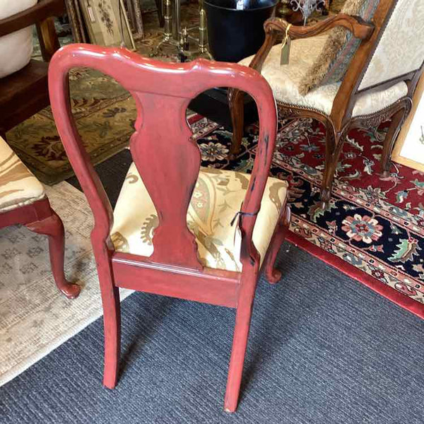 Four Queen Anne Red Painted Side Chairs