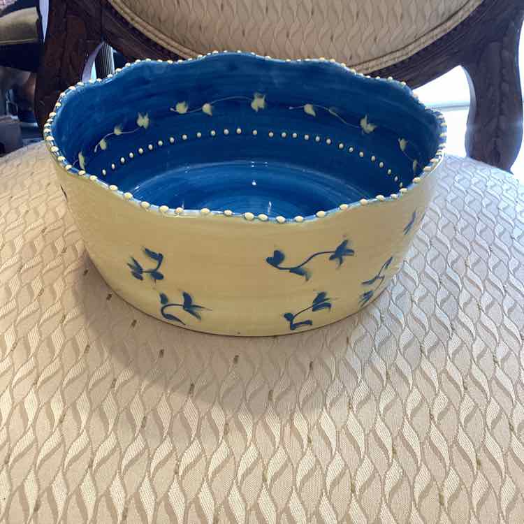 Blue and Yellow Scalloped Bowl