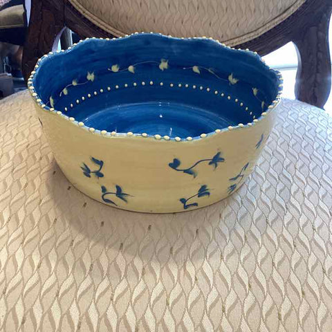 Blue and Yellow Scalloped Bowl