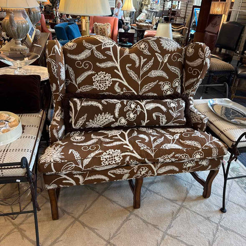 Crewel Fabric Interior Crafts Settee With Pillow