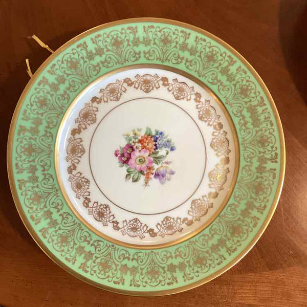 Pickard Floral Plate With Green Rim
