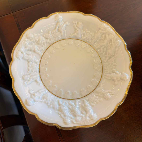 White & Gold Pedestal Dish