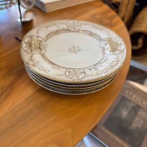 Six Gold Painted Porcelain Plates