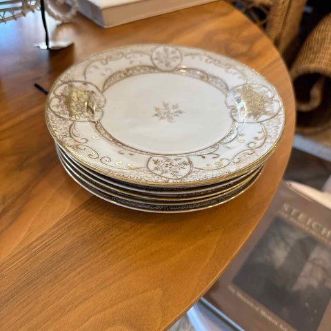 Six Gold Painted Porcelain Plates
