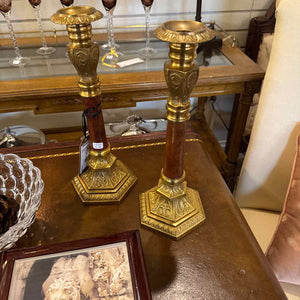 Pair Of Brass And Metal Candlesticks