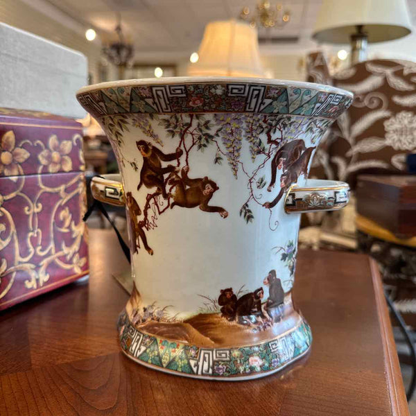 Monkey Motif Vase With Handles